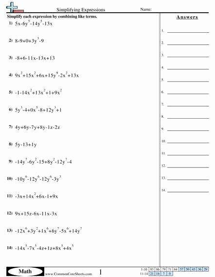 50 Writing Algebraic Expressions Worksheet