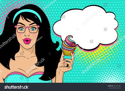 Wow Pop Art Female Face Sexy Stock Vector Royalty Free 620321384