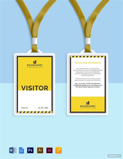 Visitor Guest Id Card Format Template In Psd Word Pages Publisher