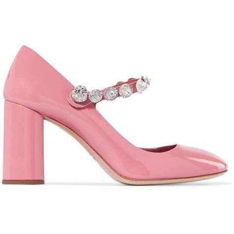 Miu Miu Crystal Embellished Patent Leather Mary Jane Pumps Liked