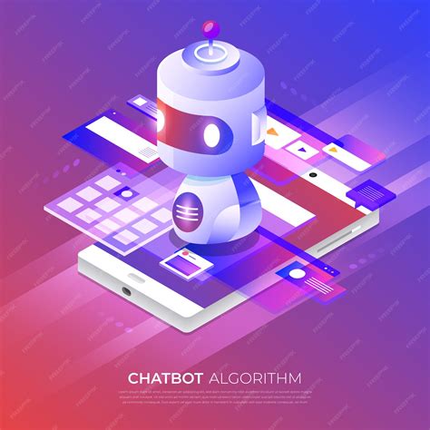 Premium Vector Isometric Concept Chat Bot Technology Artificial Intelligence Machine Chatting