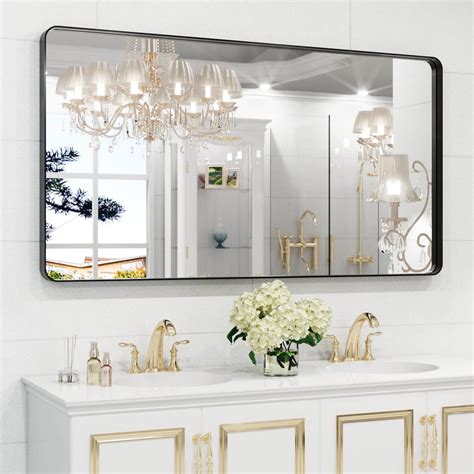 Amazon Miozon X Inch Matte Black Metal Framed Bathroom Mirror