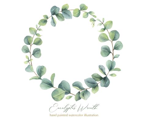 Watercolor Eucalyptus Hand Painted Wreath Floral Wreath Svg Etsy