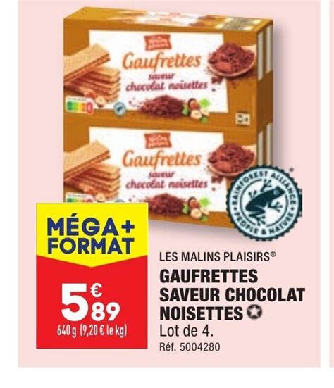 Promo Les Malins Plaisirs Gaufrettes Saveur Chocolat Chez Aldi