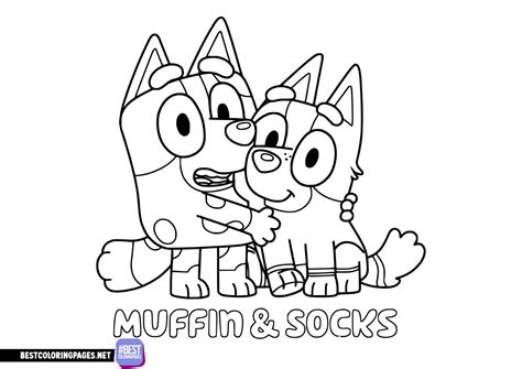 Muffin and Socks from Bluey coloring page - Free printable coloring pages