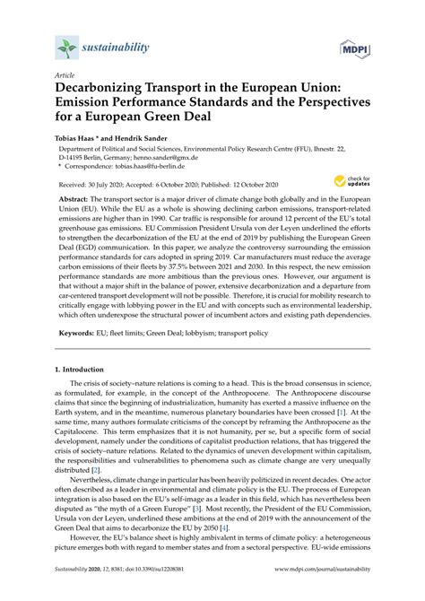 Decarbonizing Transport In The European Union Emission Performance