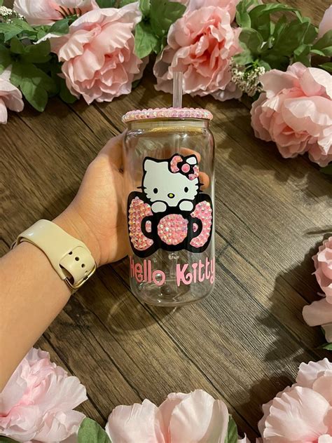 Pink Kawaii Kitty Glass Cup Beer Glass Cup Kawaii Kitty Etsy