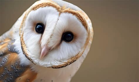 Premium AI Image Tyto Alba Head A Common Barn Owl Close Up Generative AI