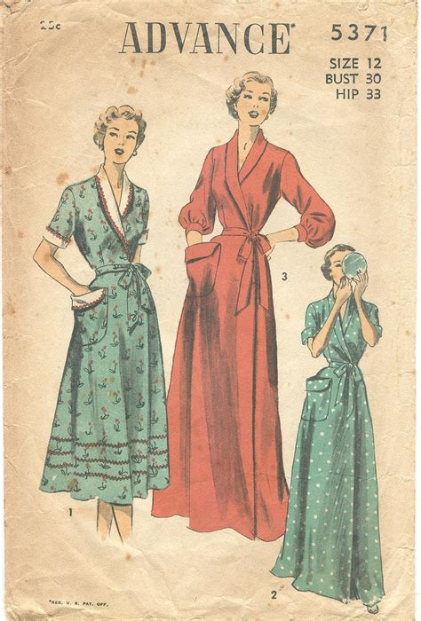 Advance Vintage S Robe Housecoat Pattern B Vintage Dress