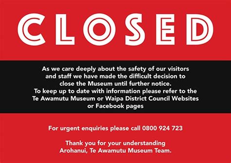 Update: Museum Closed – Te Awamutu Museum