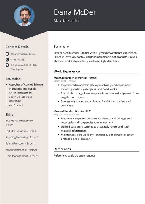 Material Handler Resume: Job Description, Sample & Guide