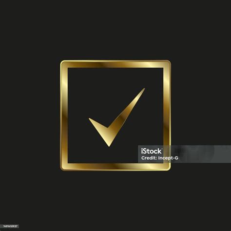 golden check  selection symbol icon mark vector illustration stock