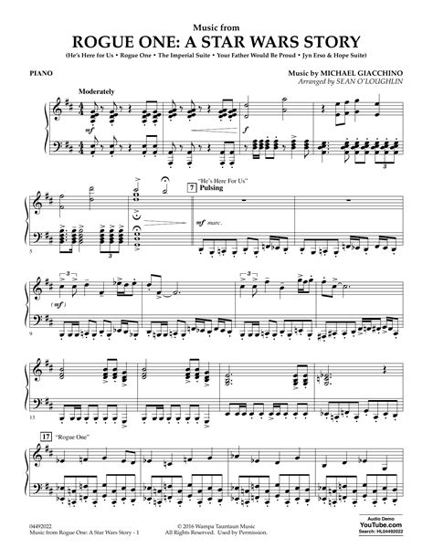 Music From Rogue One A Star Wars Story Piano Sheet Music Sean O