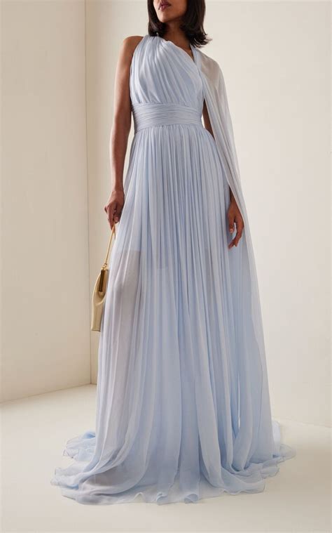 One Shoulder Silk Chiffon Gown By Pamella Roland Moda Operandi