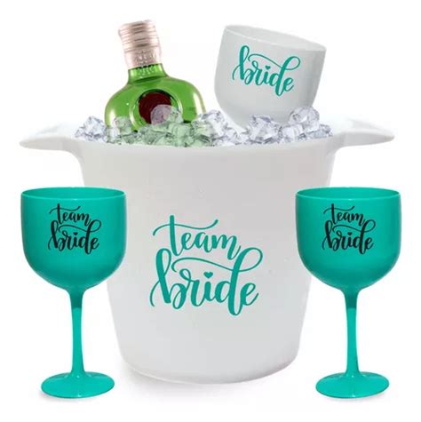 Kit 10 Taças Gin 1 Balde Gelo Chá De Lingerie Team Bride 2 Parcelamento sem juros