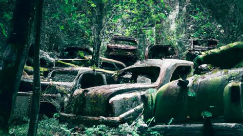 Dark forest full of abandoned oldtimer cars ... by Breiterfluss on ...