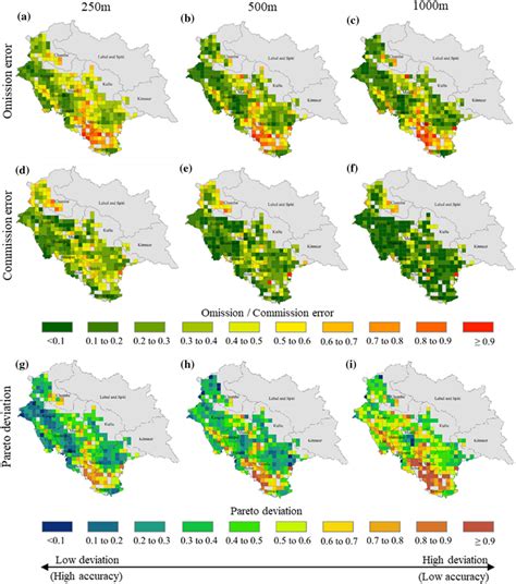 Spatial Distribution Of Omission Error A D And C Commission Error Download Scientific