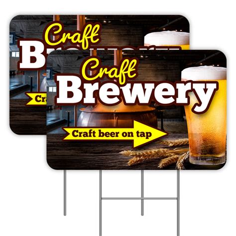 Craft Brewery Arrow 2 Pack Double Sided Yard Signs 16 X 24 With Metal