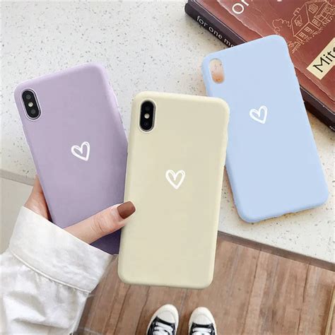 Funda De Silicona Con Coraz N De Amor Para Iphone Carcasa Bonita Para