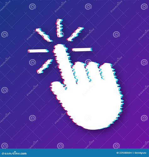 Hand Cursor Icon Click Glitch Style Vector Stock Illustration Stock