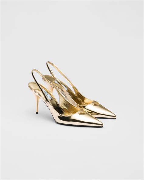 Prada Metallic Leather Slingback Pumps Lyst