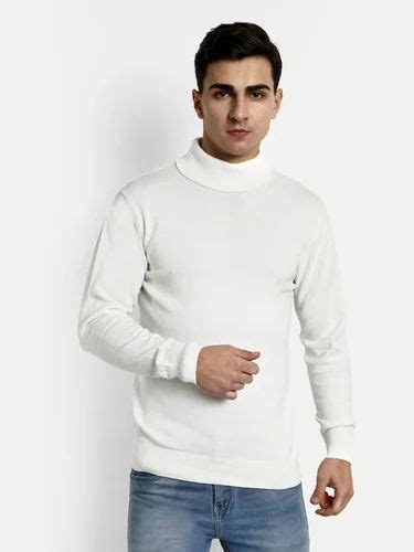 Plain Men White High Neck Woolen Cotton T Shirt At Rs Piece In