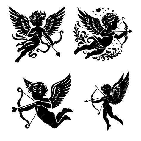 Premium Vector Cupid Silhouette Vector Illustration Set