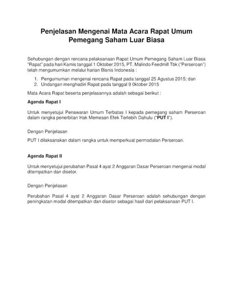 Pdf Penjelasan Mengenai Mata Acara Rapat Umum Pemegang Saham