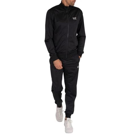 Emporio Armani Ea7 Funnel Neck Zip Black Polyester Tracksuit Clothing From N22 Menswear Uk