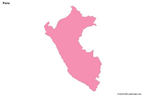 A Pink Map Of Peru On A White Background