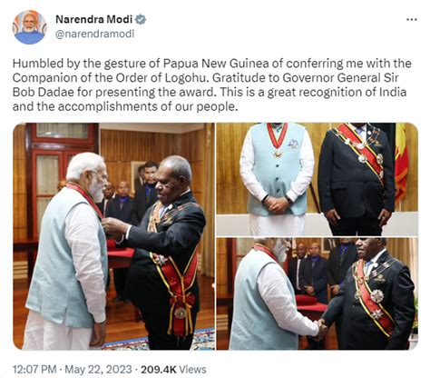 Highest Civilian Honours Of Fiji Papua New Guinea Conferred Upon Modi