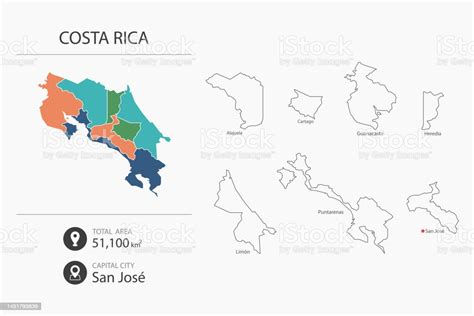 詳細な国の地図とコスタリカの地図都市総面積首都のマップ要素 アイコンのベクターアート素材や画像を多数ご用意 アイコン アイデア