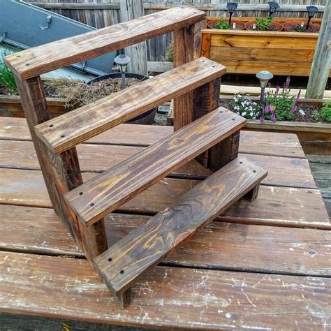 Tiered Rustic Reclaimed Wooden Cupcake Display Stand Etsy Outdoor