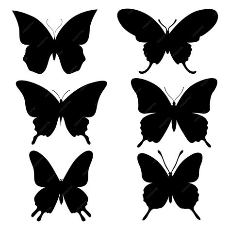 Ilustración Vectorial Del Conjunto De Siluetas De Mariposas Vector