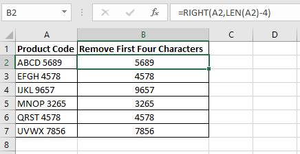 How To Remove First 4 Characters In Excel Riset