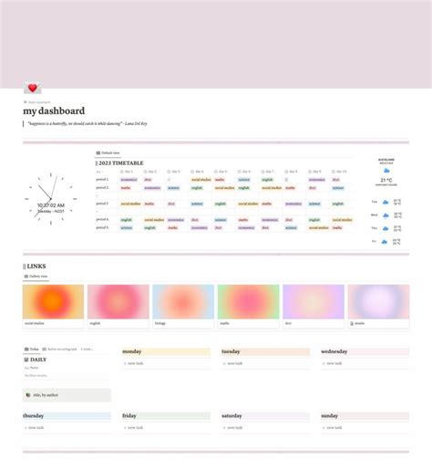 Pinterest Aura Aesthetic Notion Template Notions Templates School Work