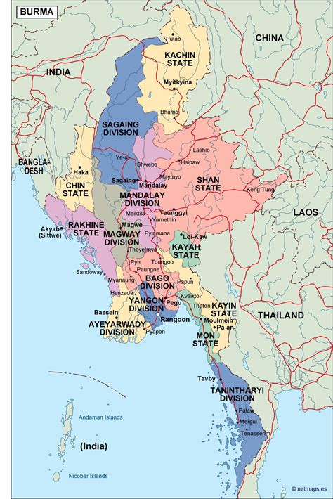 Burma Political Map - Riset