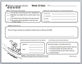 Daily Language Review Th Grade Daily Language Review Language