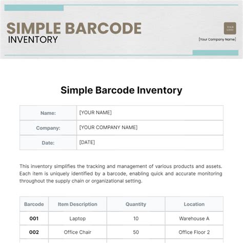 Free Simple Barcode Inventory Template - Edit Online & Download ...