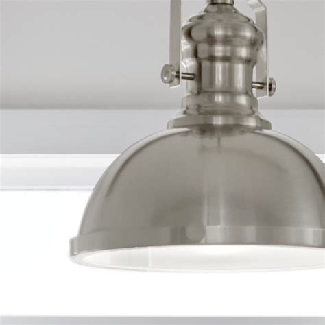 Kichler Satin Nickel Industrial Frosted Glass Dome Led Hanging Pendant Light In The Pendant