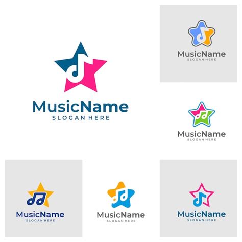 Conjunto De Modelo De Ilustra O De Logotipo Star Music Vetor De