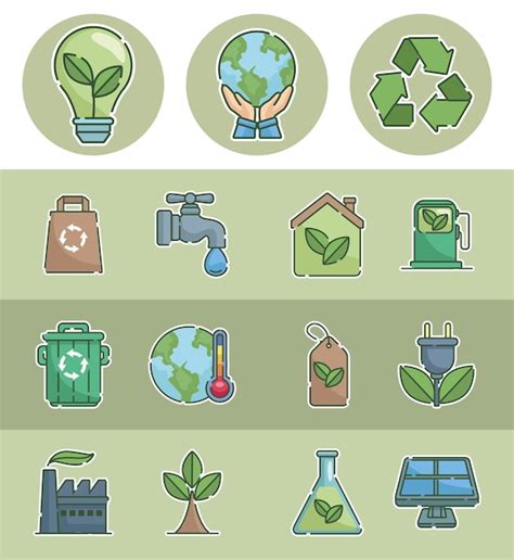 Premium Vector Ecology Concept Fifteen Icons