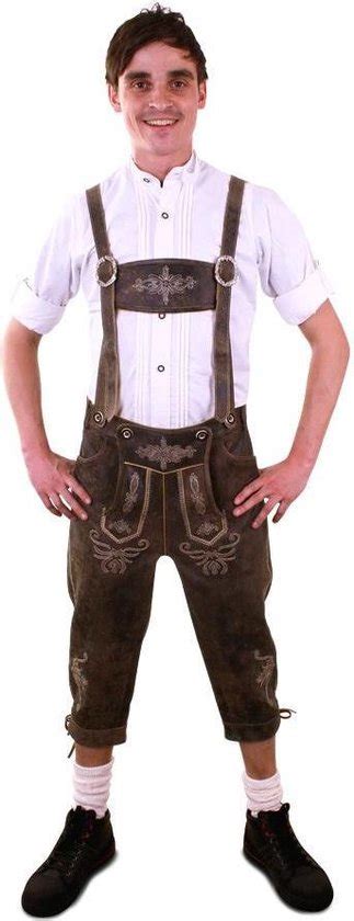 Boeren Tirol Oktoberfest Kostuum Lederhose Bruin Deluxe Driekwart