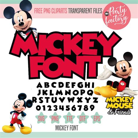 Mickey Font SVG, Free Mickey Png Clipart, Mickey Alphabet Ttf, Otf, Png ...