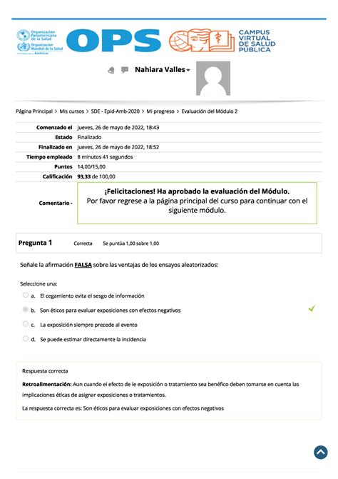 Evaluaci Ã³n del MÃ³dulo 2 Revisi Ã³n del intento Comenzado el jueves