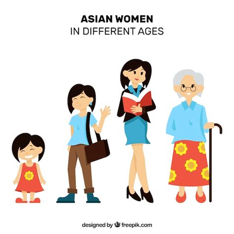 Free Vector Asian Women Collection In Different Ages