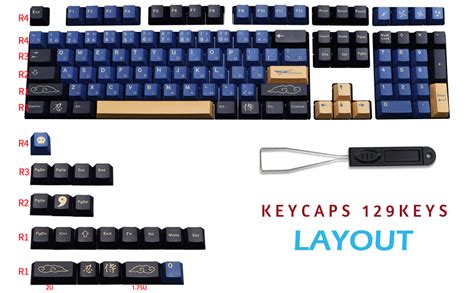 Molgria Blue Samurai Keycaps Set Pbt Keycaps For Gaming Keyboard