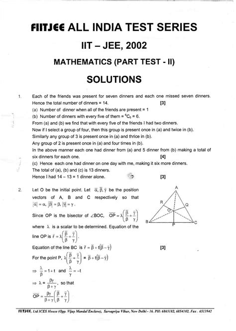 Fiitjee Question Papers From Rankers Study Material For Iit Jee By S