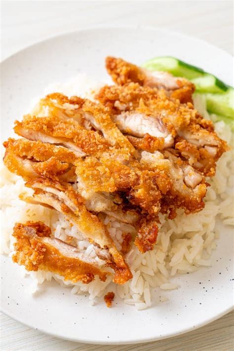 Hainanese Chicken Rice With Fried Chicken Stock Image Image Of Dish Healthy 251500095