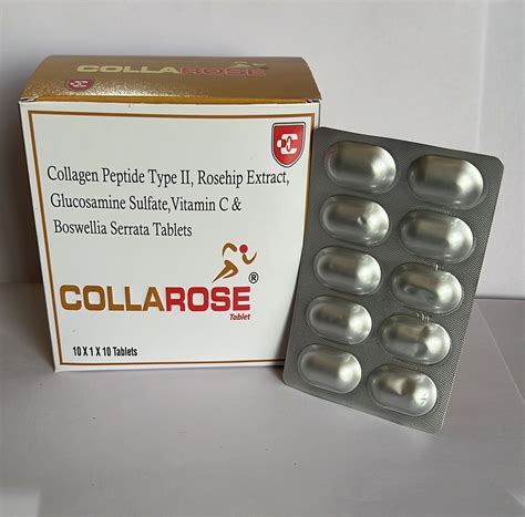 Collagen Peptide Type Ii Rosehip Extract Glucosamine Sulfate Vitamin C Boswellia Serrata Tablets